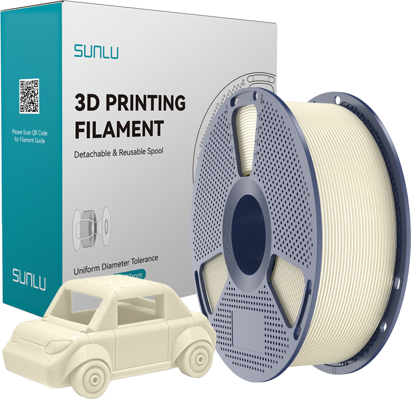 SUNLU  PETG Bone White, 1,75 mm / 1000 g    Zähes, leicht zu druckendes PETG Filament in Bone White