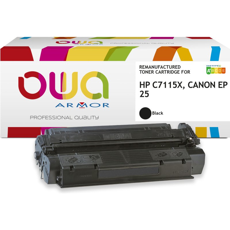 Toner remanufacturé OWA - haute capacité - Noir - pour HP C7115X, CANON EP-25