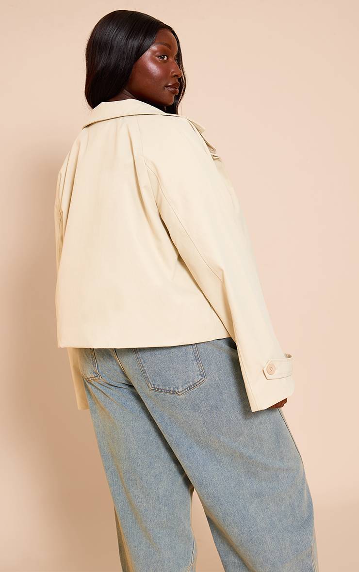 Gris Pierre Veste Grande Taille Style Trench À Manches Longues