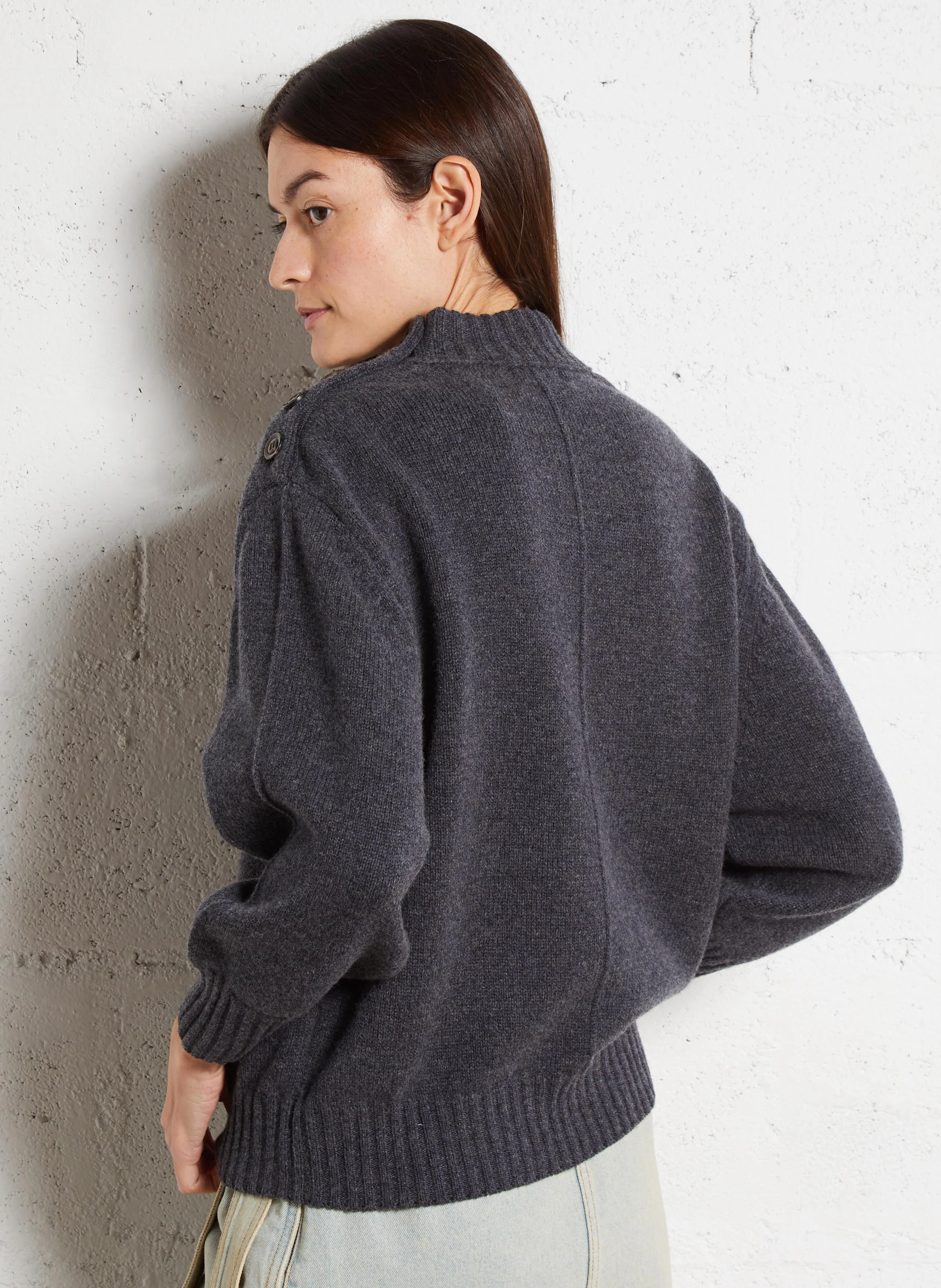 SACHA - Pull rond en laine mérinos | Gris
