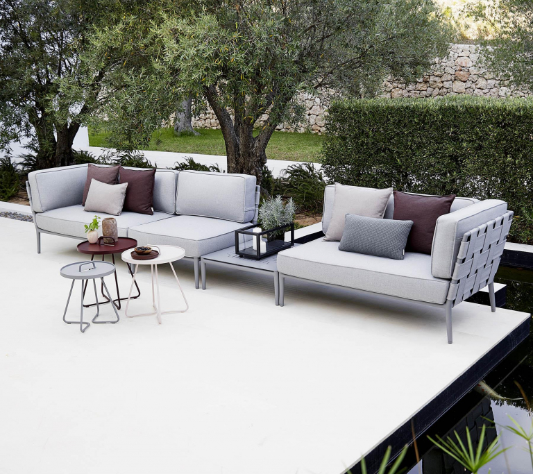 Cane-Line Conic 2-zits loungebank rechtermodule lichtgrijs