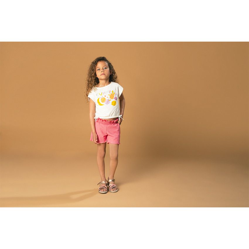 Short en jersey froissé pour fille - Multicolore