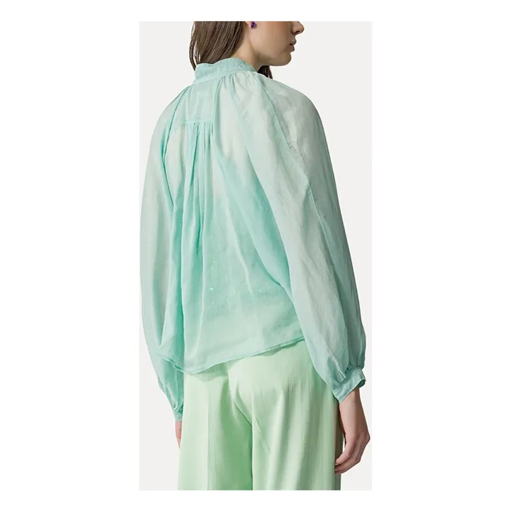 Forte Forte Blouse Bohémienne Voile de Coton et Soie | Aqua