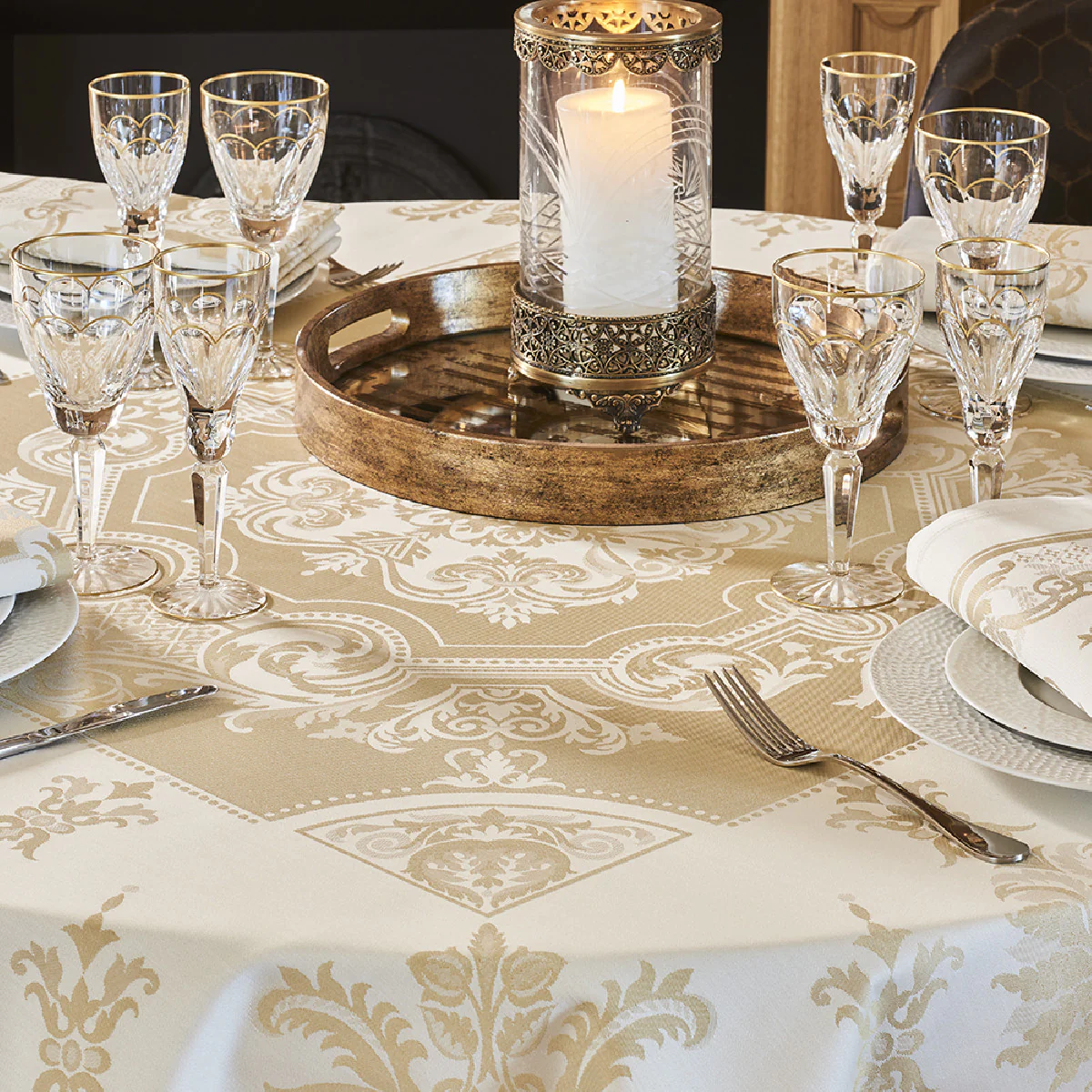 Nappe antitache déperlant coton & autres fibres beige 174X364 Garnier