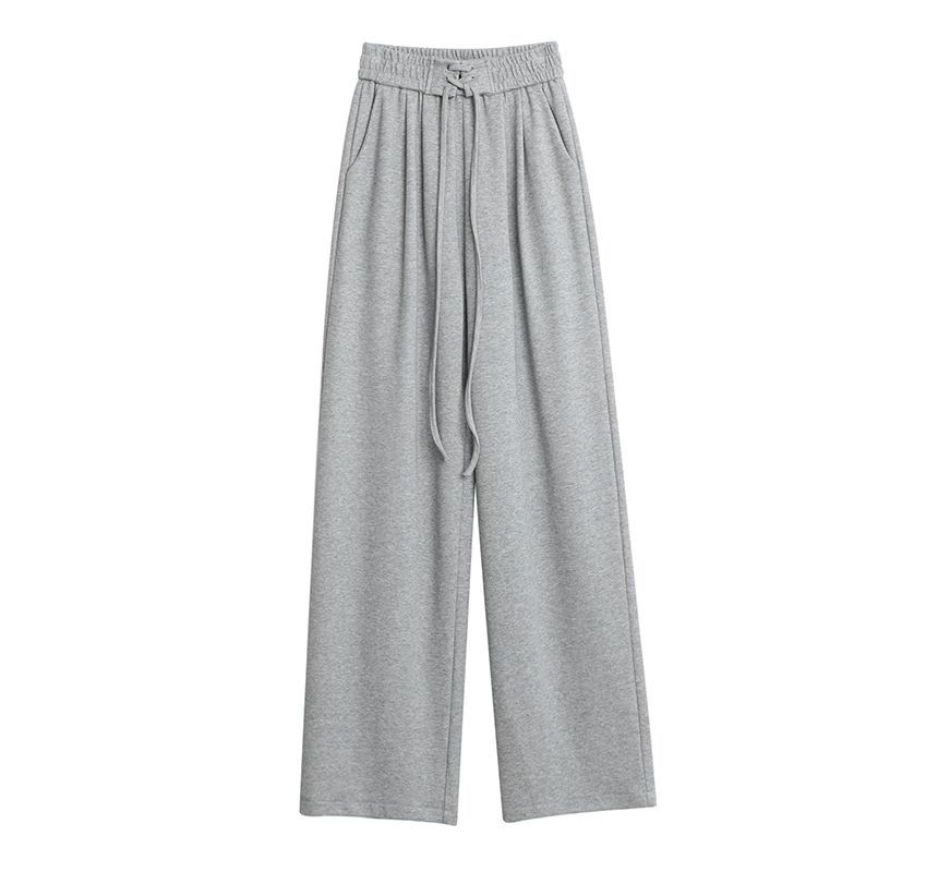 PERKARP - Hoge taille, effen, losse joggingbroek met strikbandjes
