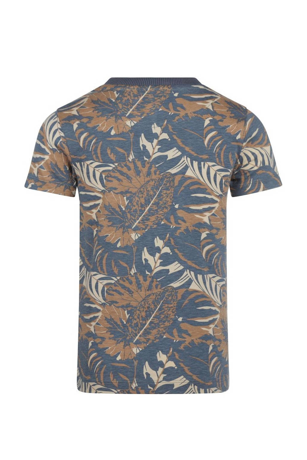 Koko Noko T-shirt met bladprint blauw