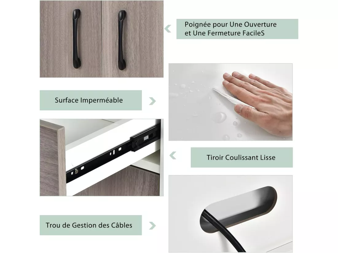 Buffet Cuisine, Armoire Cuisine Vaisselier 3 Portes avec Tiroir, Meuble Cuisine avec Passe-Câble, 3 Étagères, Placard de Cuisine, Kit Anti-basculement, 60 x 40 x 180 CM (Blanc)