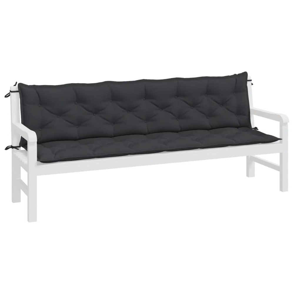 Coussins de banc de jardin 2 pcs noir 200x50x7 cm tissu oxford