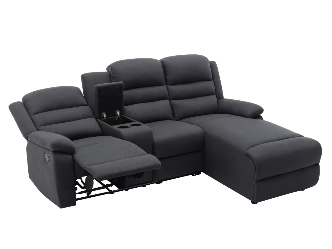 Canapé d'angle droit relax en tissu anthracite MACEDONIA