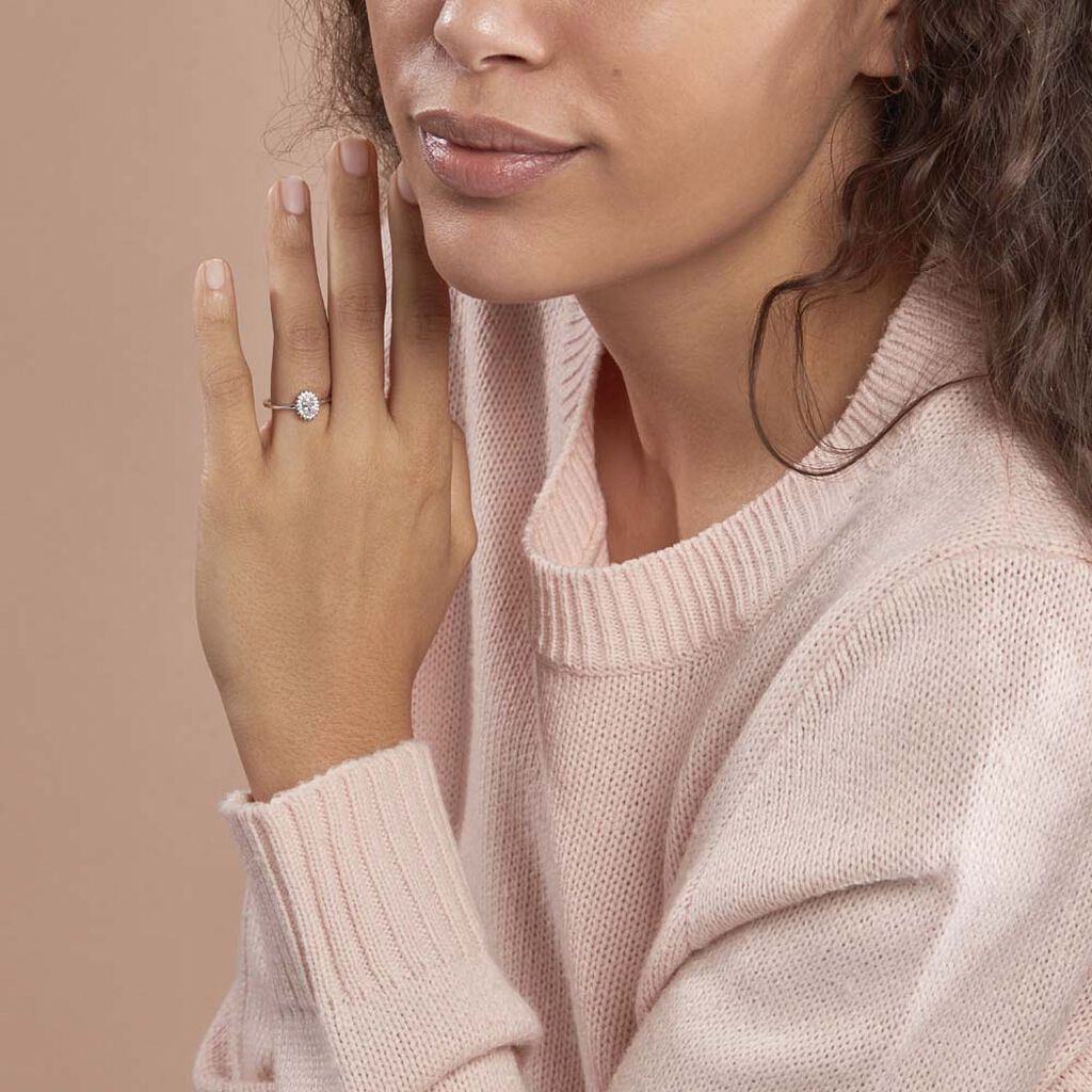 Bague Solitaire Shandrany Argent Blanc Oxyde De Zirconium