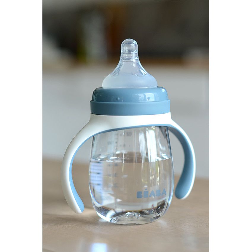 Biberon d'apprentissage 2 en 1 210 ml - Windy Blue - Ecru