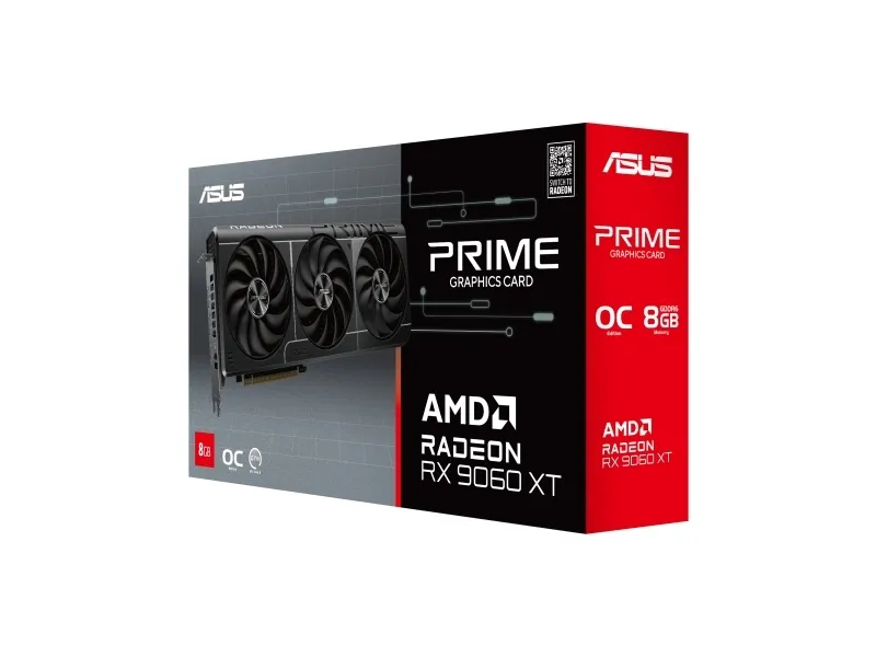 ASUS Prime Radeon RX 9060 XT 8GB - OC Edition - grafikkort - Radeon RX 9060 XT - 8 GB GDDR6 - PCI Express 5.0 - HDMI, 2 x DisplayPort - boks