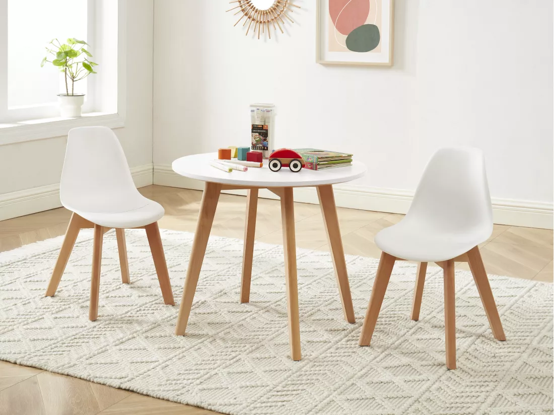 Ensemble table enfant LOULOUNE + 2 chaises LILINOU - Blanc