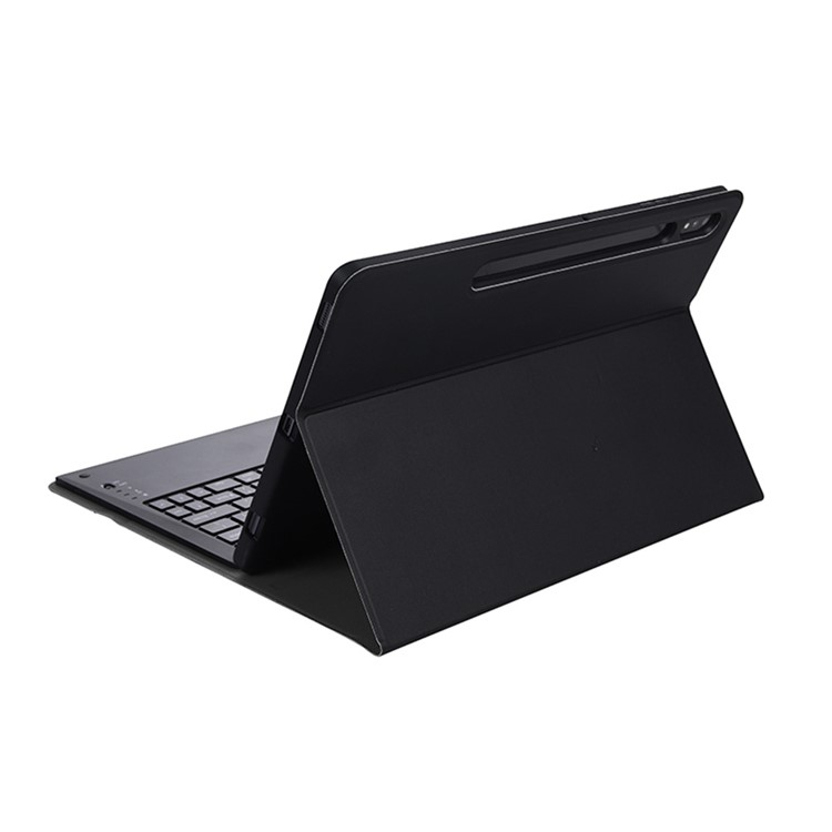 Samsung Galaxy Tab S10 FE  Plus Leder Tasche mit abnehmbarer Bluetooth Tastatur Keyboard   S-Pen Halterung (QWERTY) - Schwarz