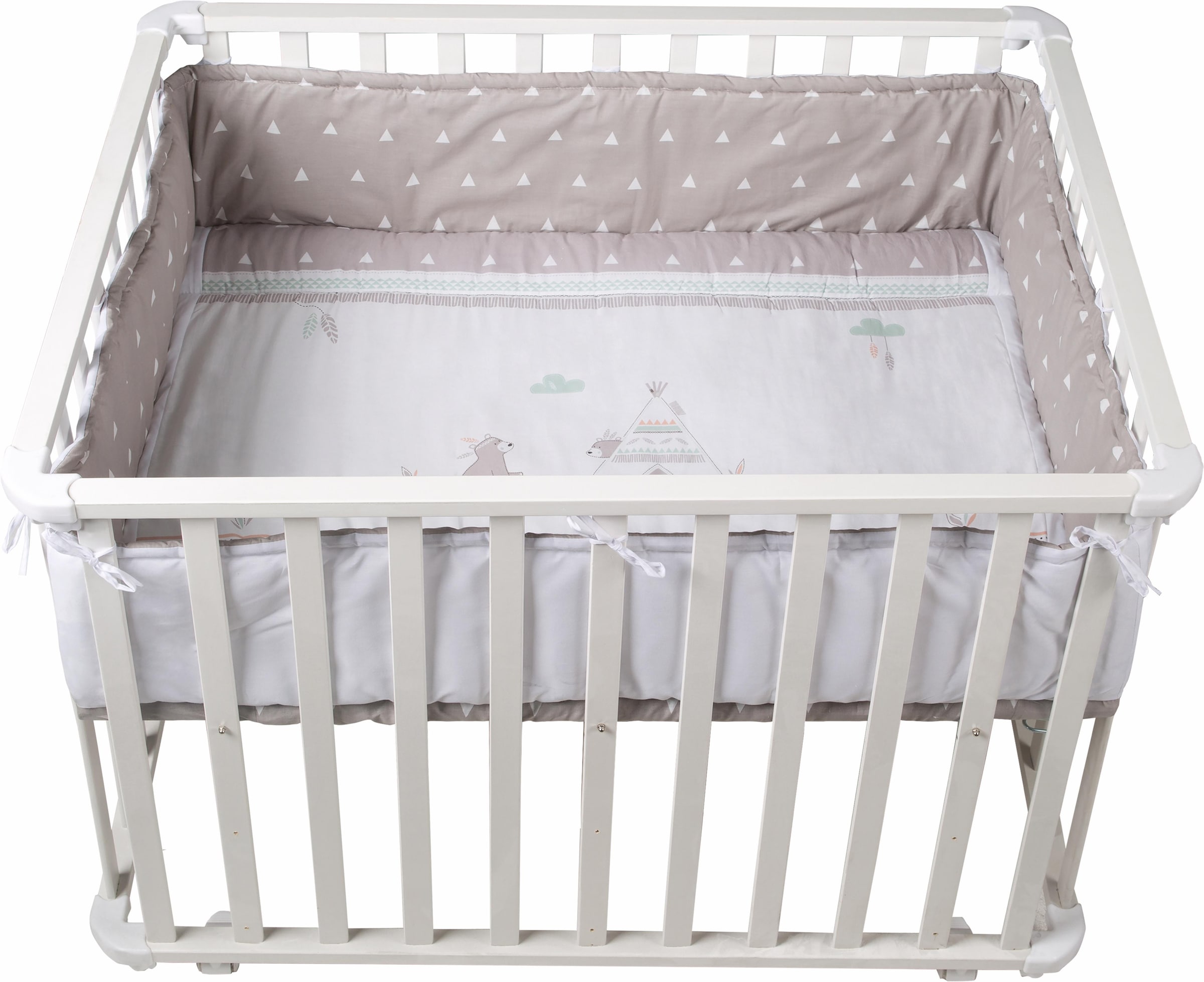 roba® Laufgitter »Indibär, weiss, 75x100 cm« bis 15 kg mit Stoffeinlage und Nestchen