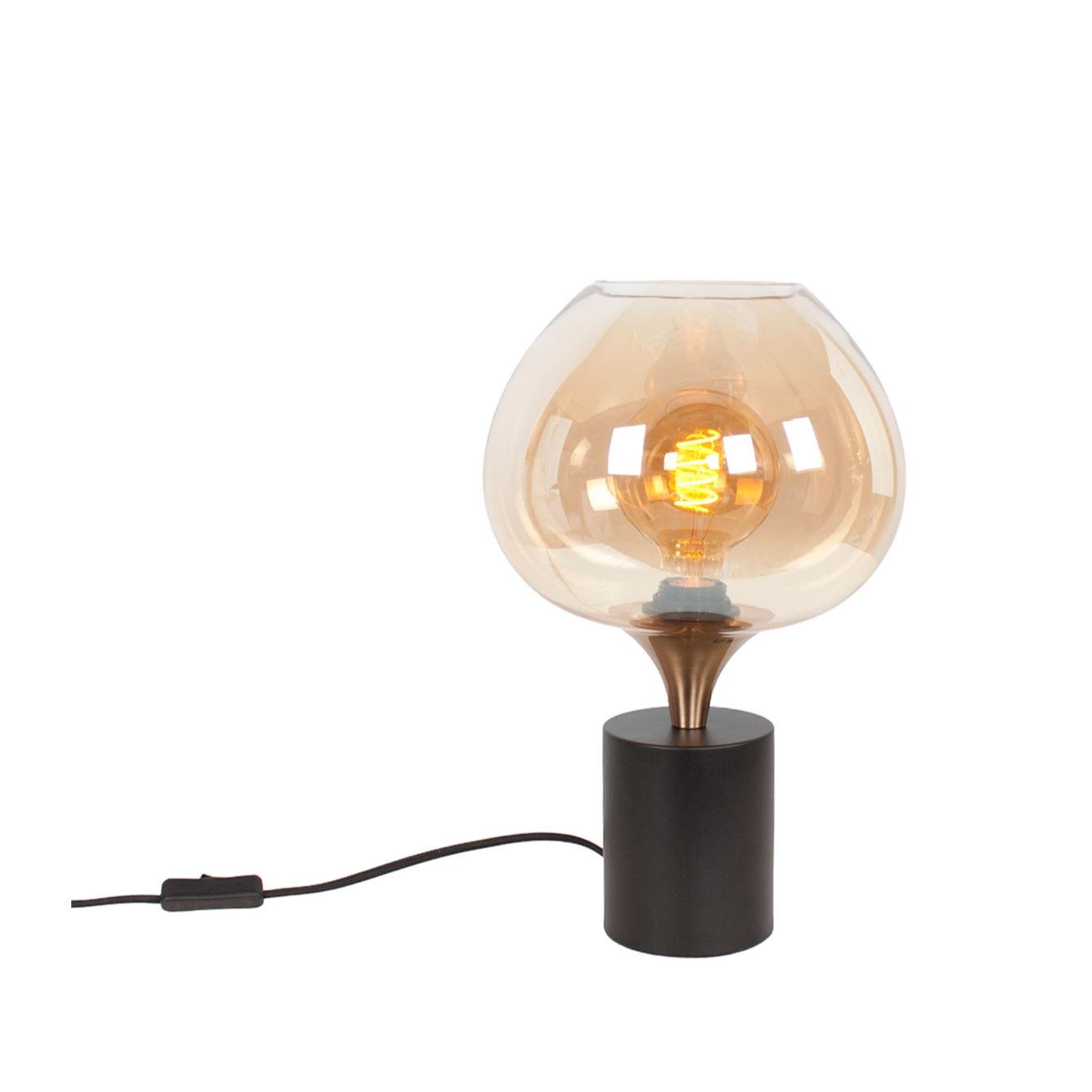 Tafellamp Fresu 1-Lichts brons/amber