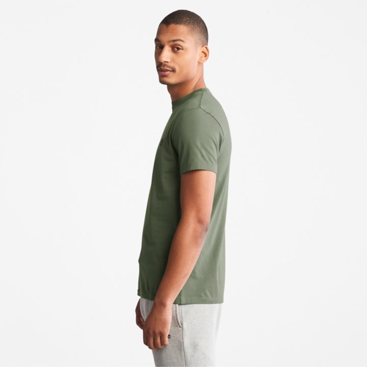 Camiseta masculina Dunstan River Slim-Fit na cor verde escura.