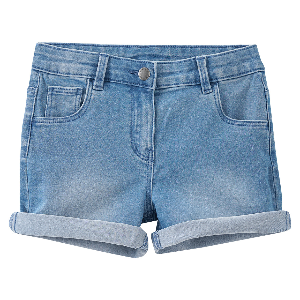 Famy 3 Mädchen Jeansshorts im Five-Pocket-Style dunkelblau / blau / grau