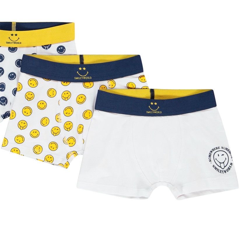 Lot de 3 boxers smiley pour garçon - Blanc