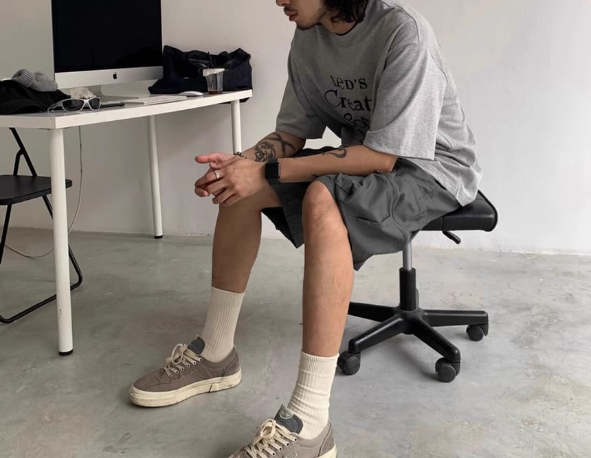 deersweeti - Mid Rise Plain Cargo Shorts