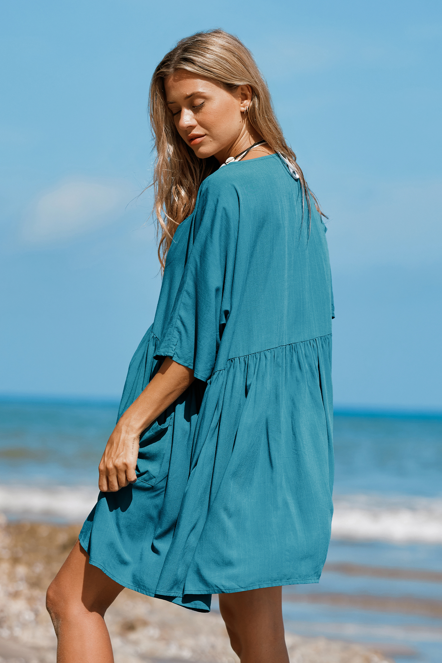 Robe cover up oversize bleue