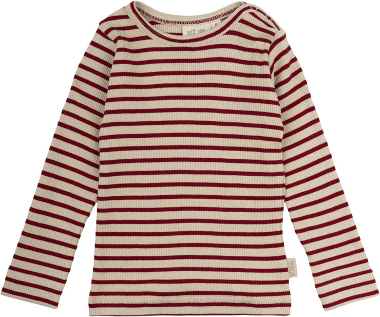 PETIT PIAO T-shirt L/S Modal Striped Chili pepper/dark
