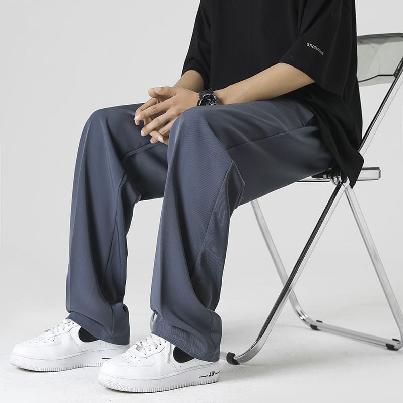Ninine - Mid Rise Plain Loose Fit Dress Pants