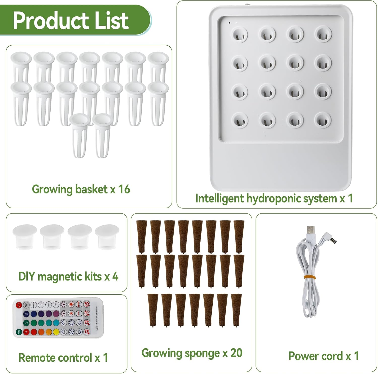 Hydroponisches Anbausystem, Indoor-Garten-Set mit LED-Pflanzenbeleuchtung, erdfrei, mit Geräuschsensor, dreifach gefiltertem Licht und App-Steuerung für 16 Pflanzen - ideal für Zuhause und Büro