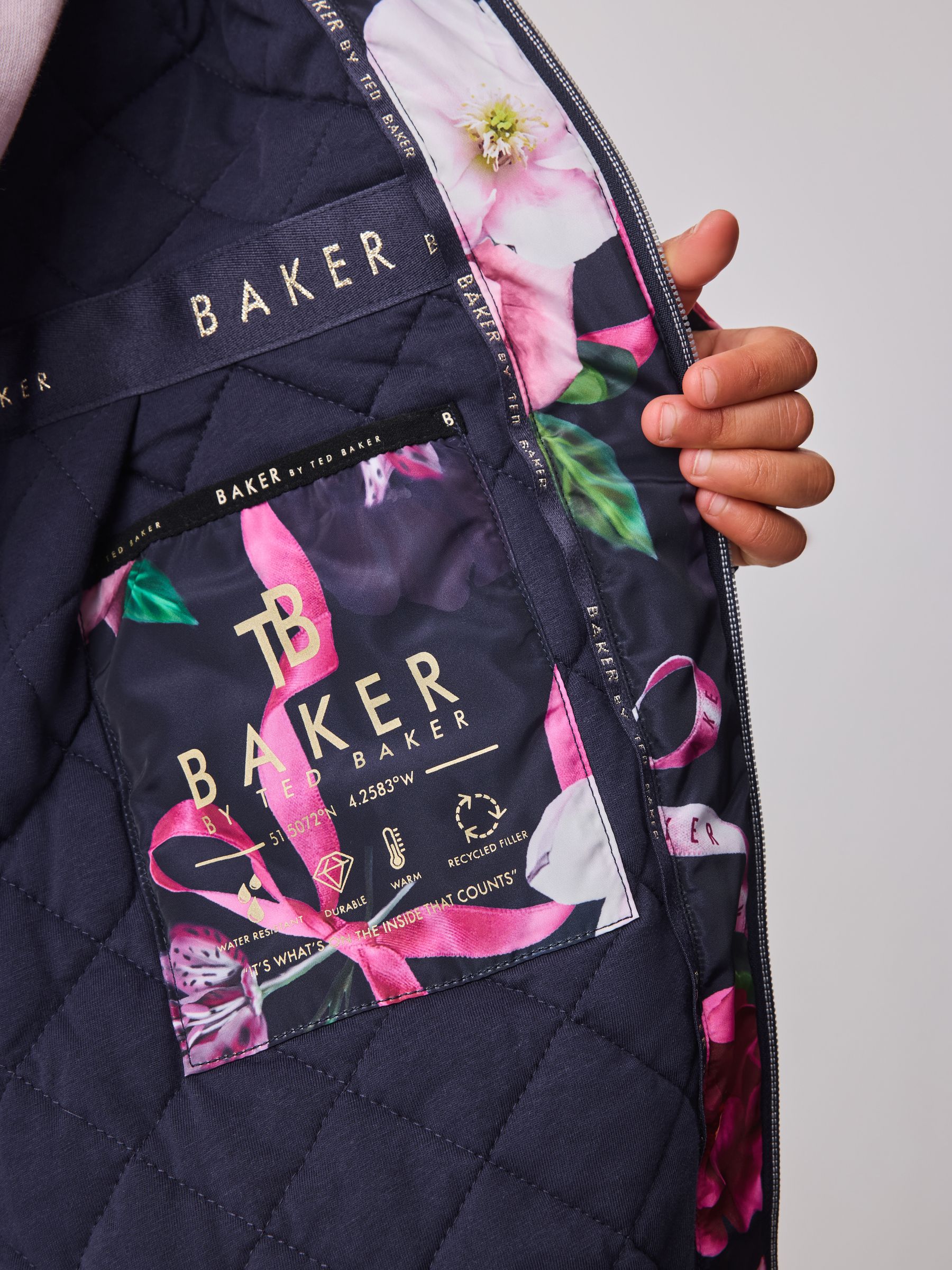Marineblauw - Baker by Ted Baker regenjas met merklogo op de zoom