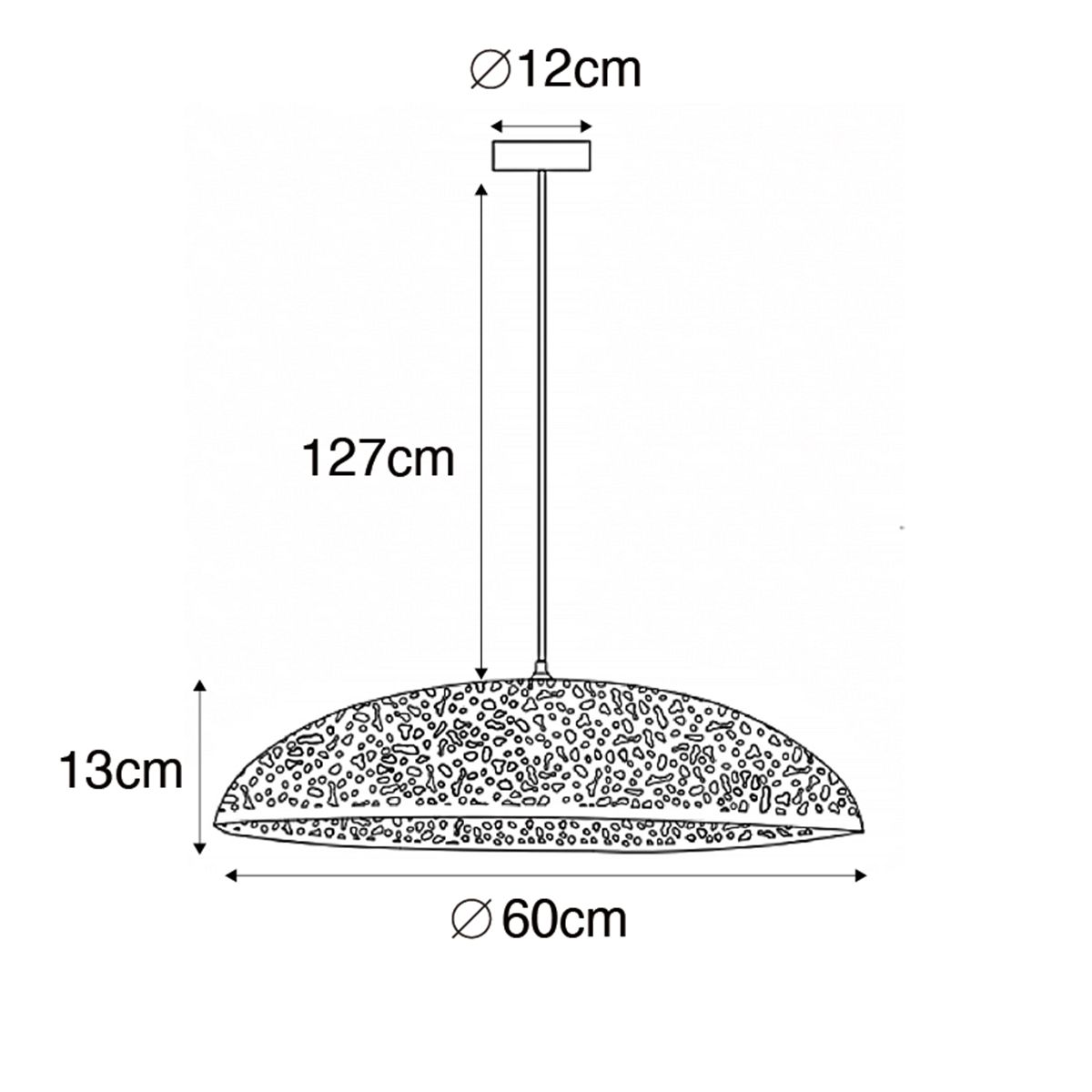 Oosterse hanglamp zwart met goud 60 cm - Japke