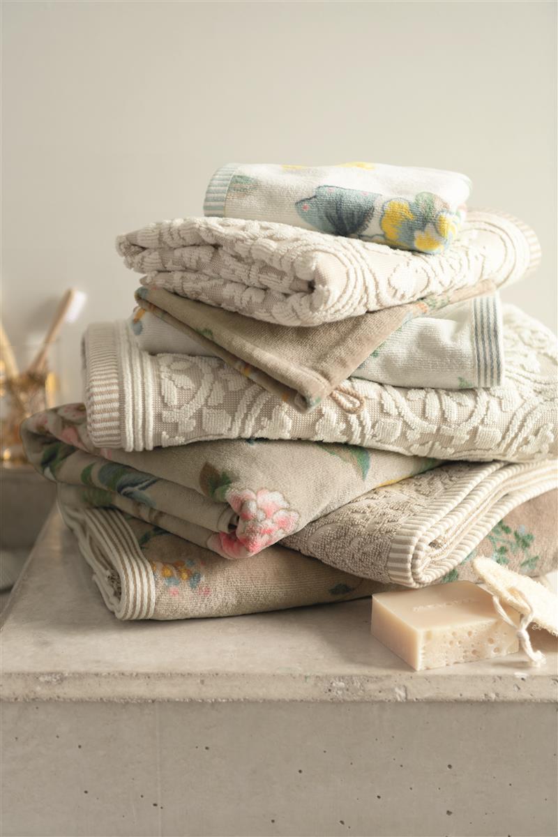Pip Studio Les Fleurs - Douchehanddoek - Khaki - 55x100 cm