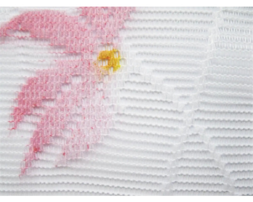 Cafégordijn met bloemenmotief, rood en geel, 160x60 cm