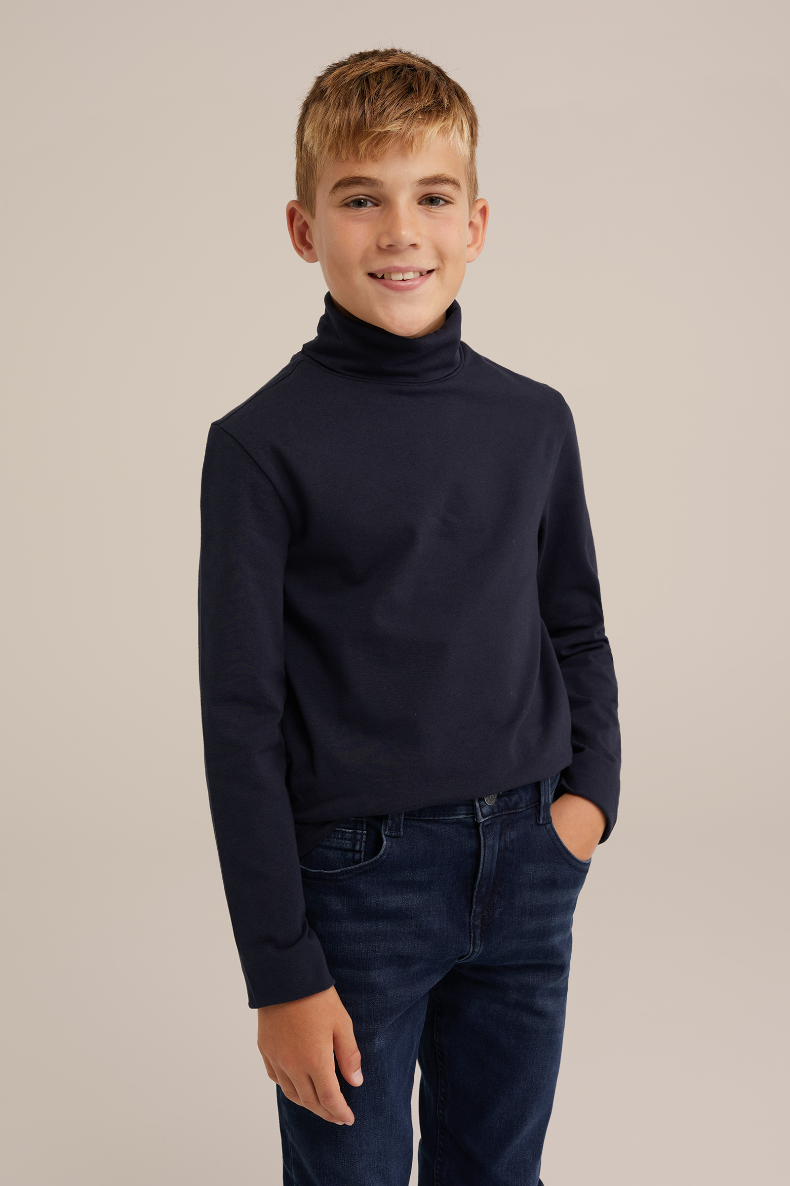 Jongens T-shirt met col WE Fashion Donkerblauw