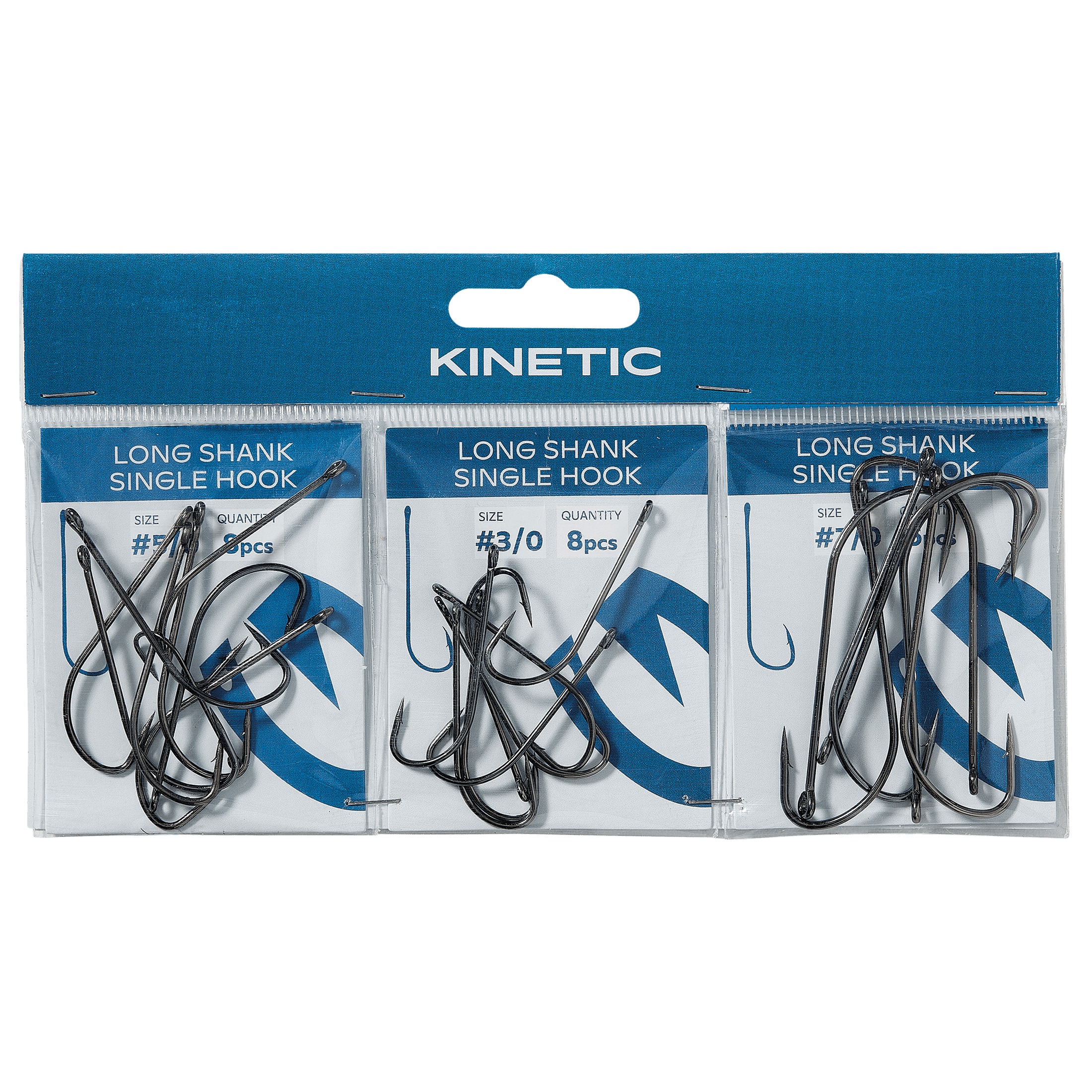 Kinetic Long Shank Single Hook #7/0-5/0-3/0 24pcs - Sluk og agn