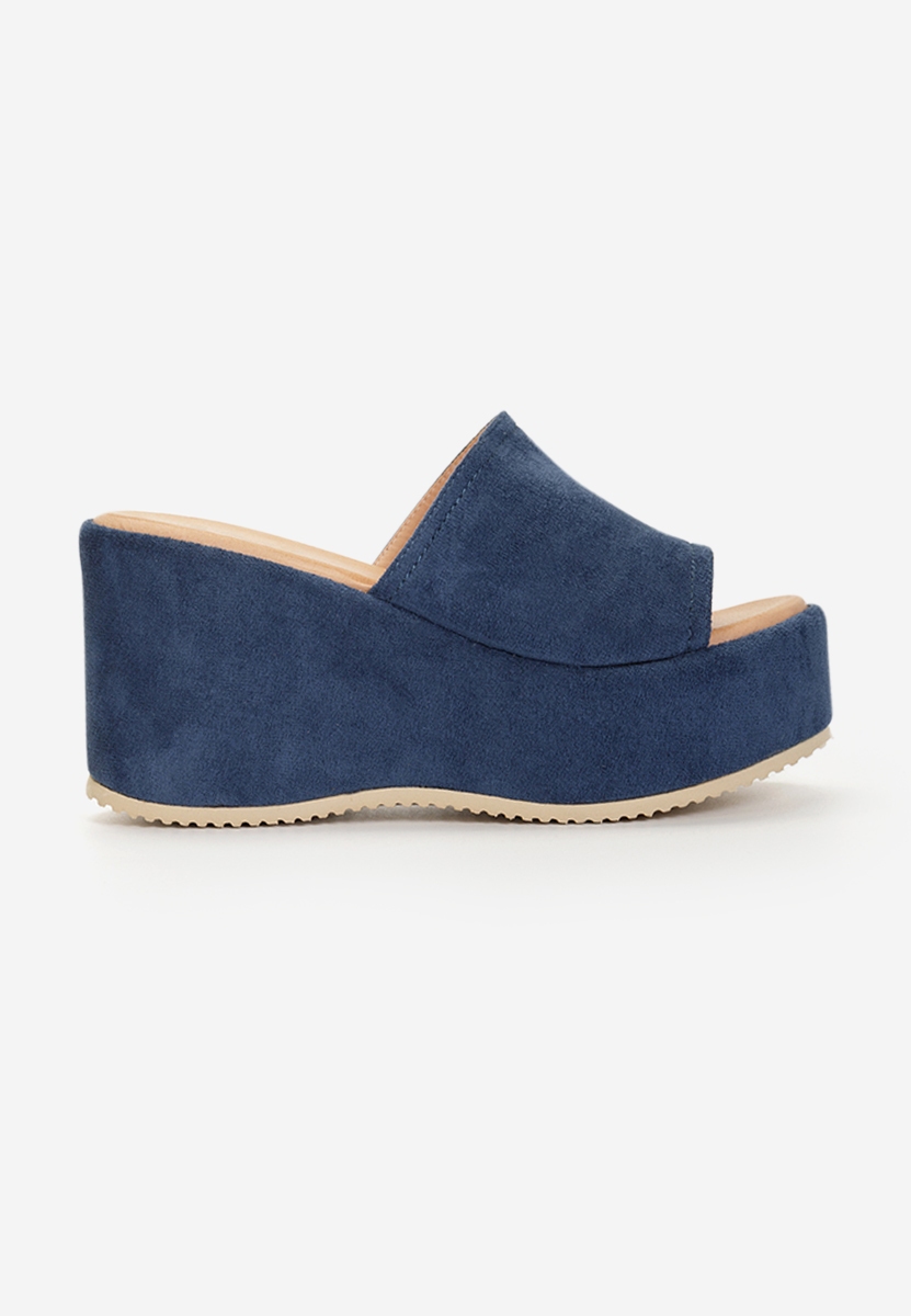 Pantoufles à plateforme bleus Belona