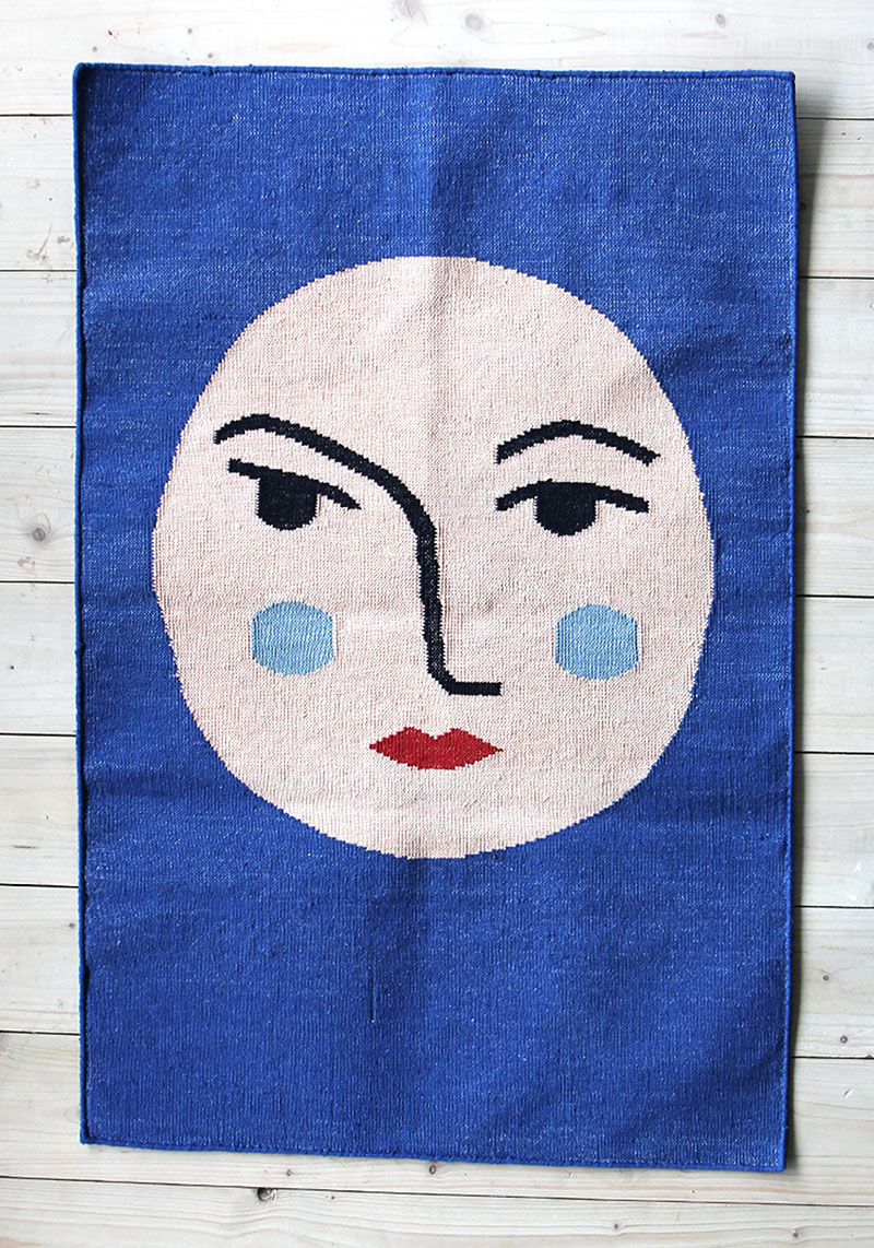 Lili Pepper Handgewobener Teppich Moon Blue