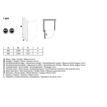 Sealskin Swingdeur voor Douchewand I AM 200x100 cm RVS