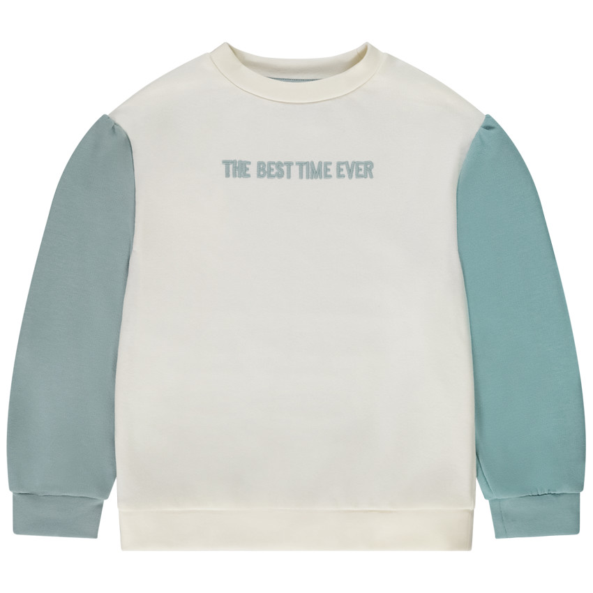 Sweat effet color block avec broderie pour fille