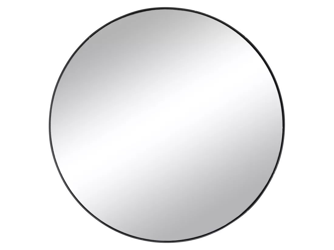 Miroir mural rond en métal - D.80 cm - Noir - JAFFREL
