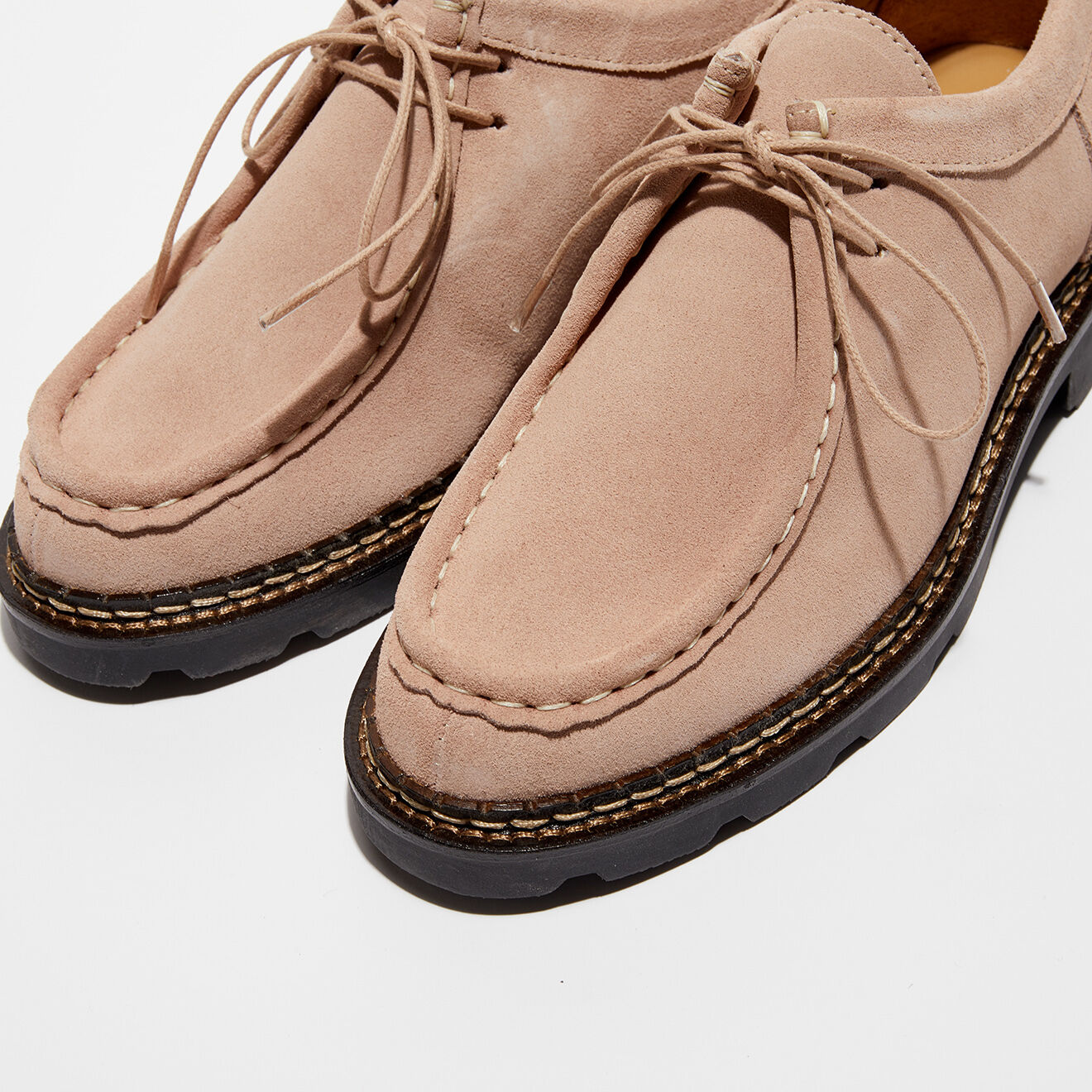 Apologie Studio Derbies en Velours de Cuir Loretta rose nude