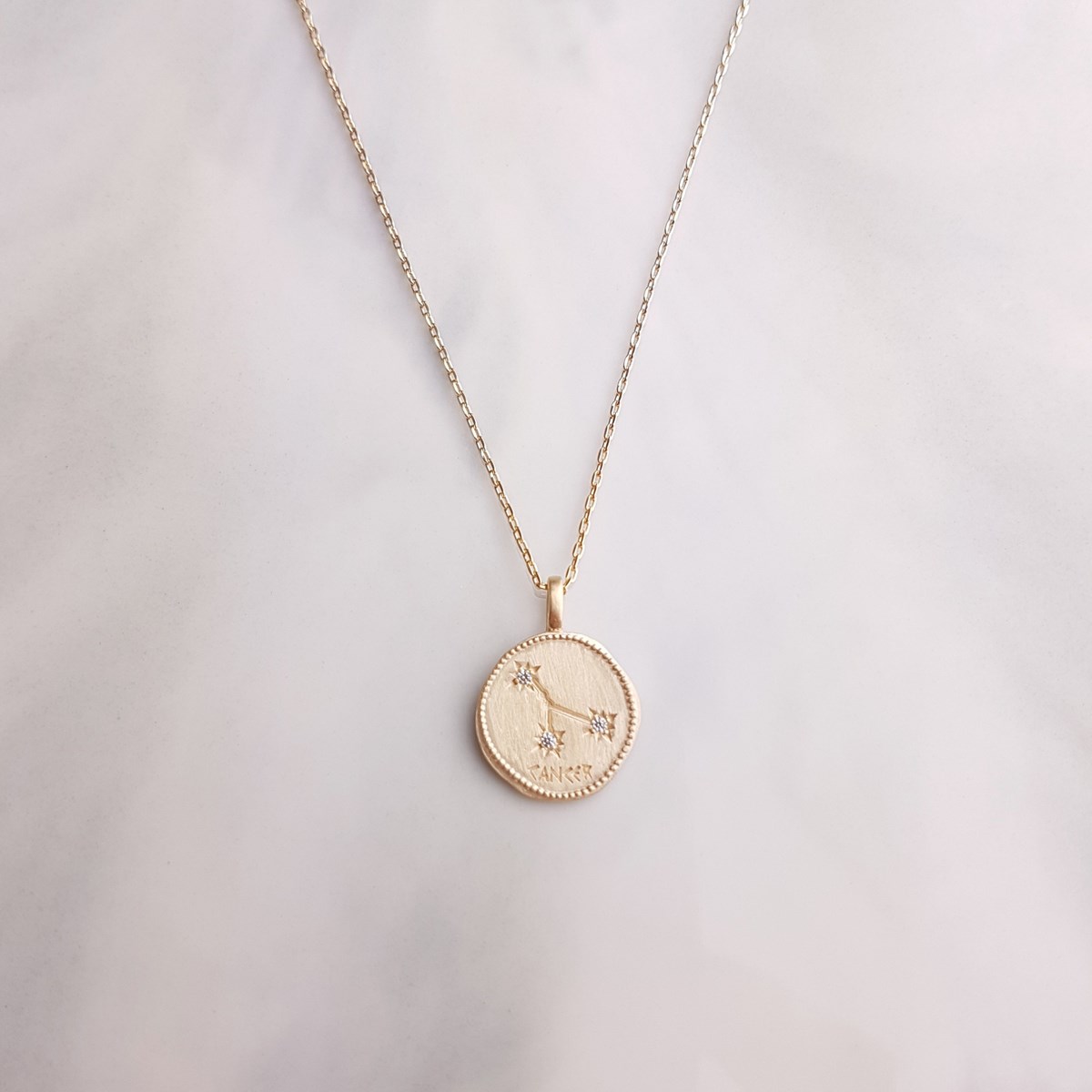 Collier Plaqué Or Signe Astrologique Zodiaque Pendentif Constellation Cancer