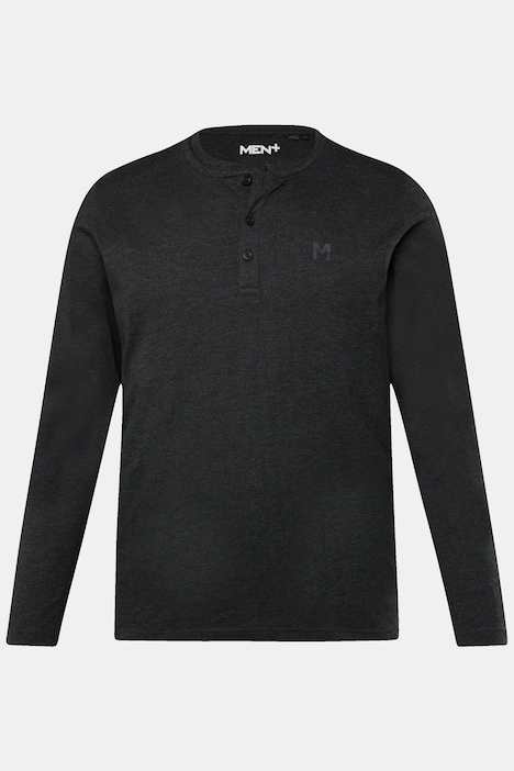 Men+ Henley, Basic, Langarm, Rundhals, bis 8 XL