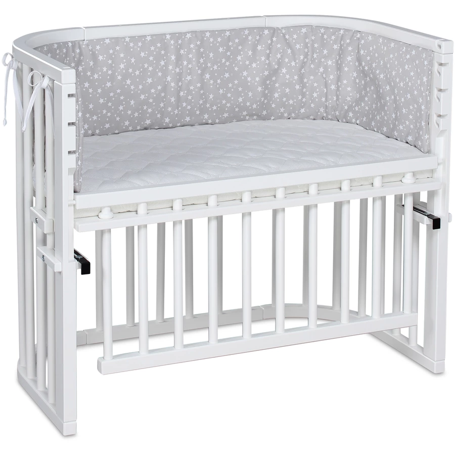 babybay Maxi Comfort Plus Beistellbett weiß mit Matratze Classic Cotton Soft