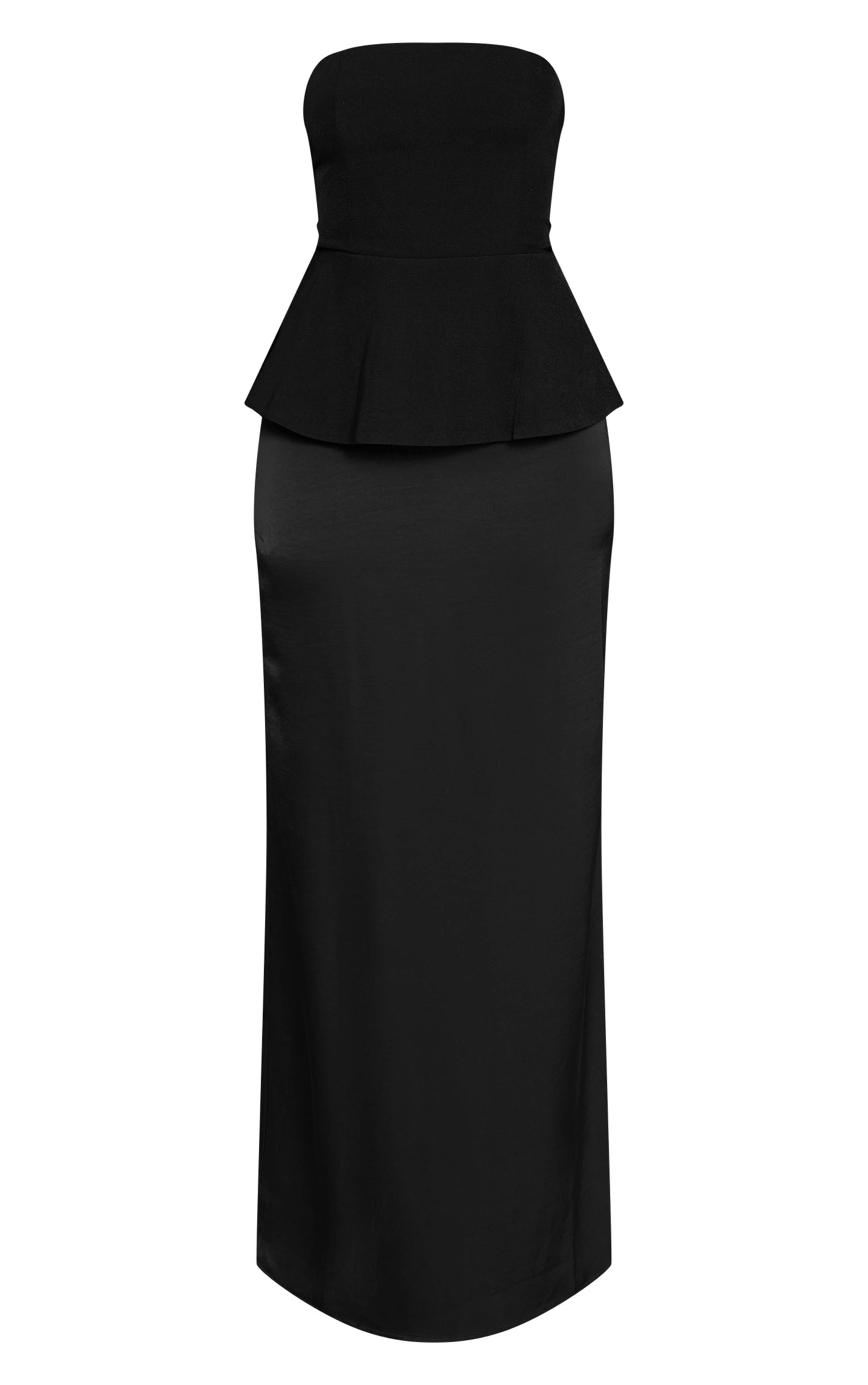 Noir Robe Longue Cintrée À Basque