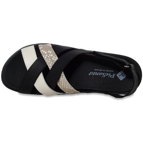 Piesanto - SANDALIA MUJER CUÑA DE PIEL Y ANTE VELCRO Blanco