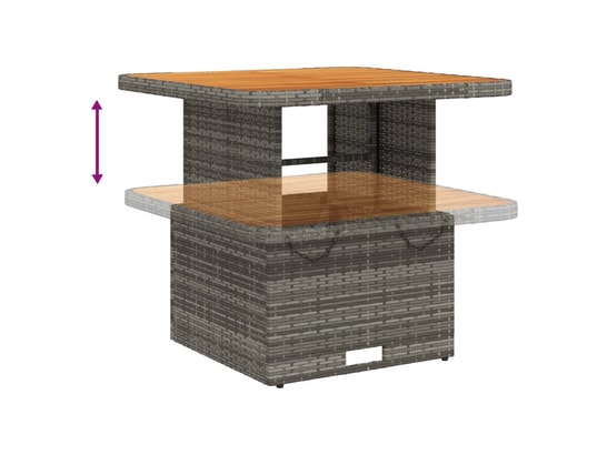 VIDAXL - Table de jardin gris 80x80x71 cm résine tressée et bois acac...