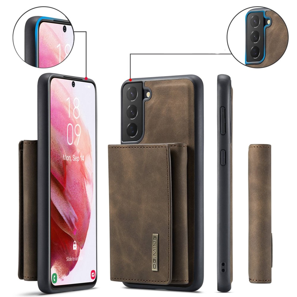 2in1 Samsung Galaxy S23 5G Leder Hülle Wallet   Magnetisches Kreditkartenfach - Dunkelbraun