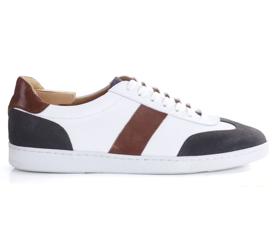 Sneakers cuir homme Blanc et Reglisse - MOYARRA