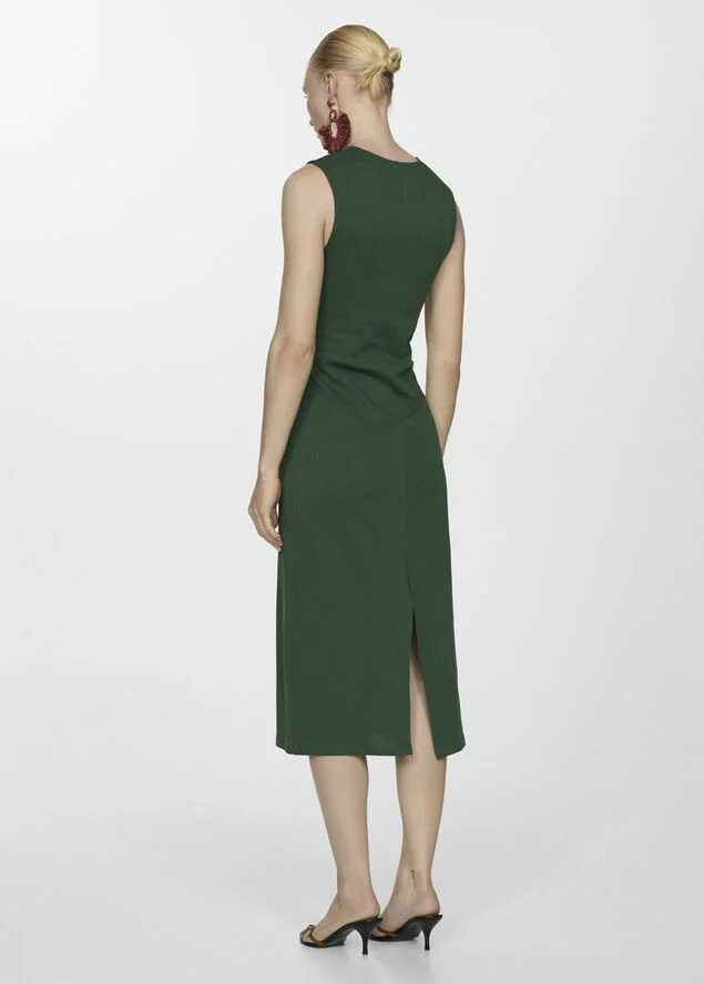 MANGO Midi-dress with draped detail Green
