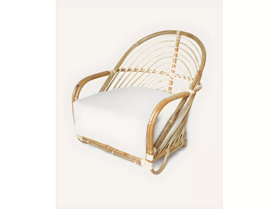 Gaia - Fauteuil en rotin tressé et coussin Blanc